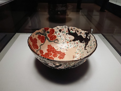仁阿弥道八 色絵桜楓文透鉢