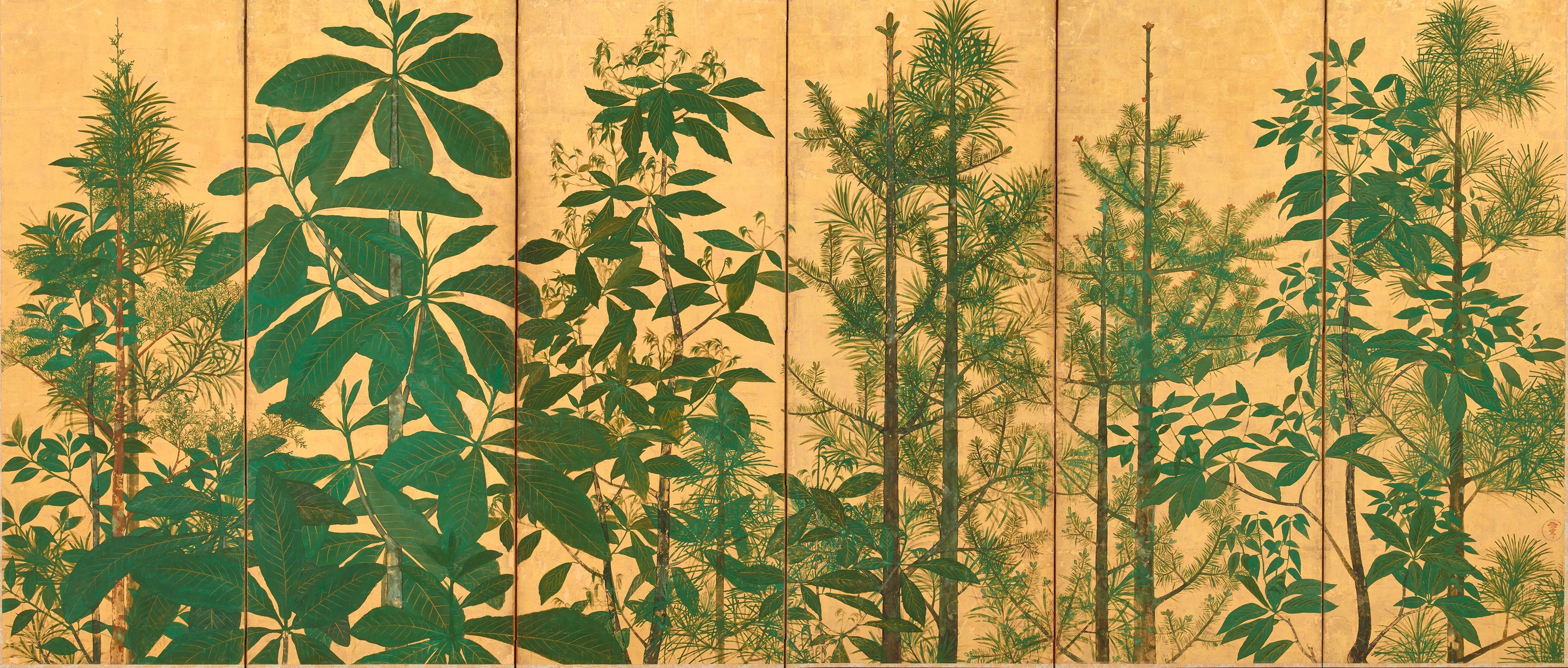 山本素軒： 花木渓流図屏風｜企画展「鈴木其一・夏秋渓流図屏風