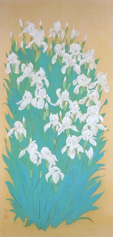 川端龍子「梅花小禽図」複製画 額入り 色紙額 特殊工芸画