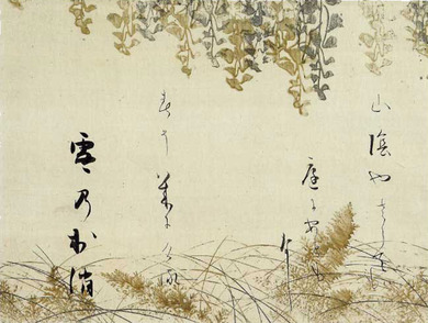 本阿弥光悦 書/俵屋宗達 下絵: 忍草下絵和歌巻断簡|つながる 本阿弥光悦 書/俵屋宗達 下絵: 忍草下絵和歌巻断簡|つながる