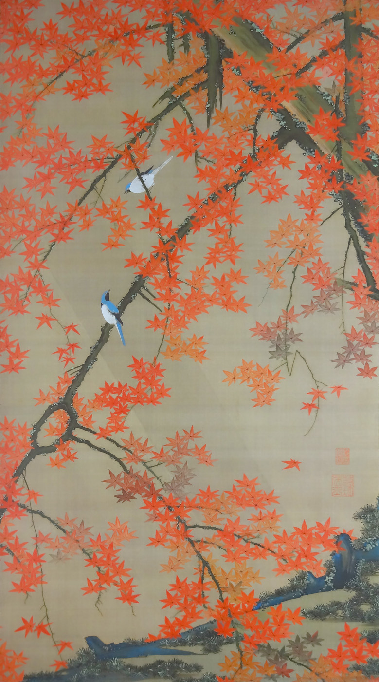 グランド牧場 セレクトセール 若冲の紅葉図｜動植綵絵 紅葉小禽図 クラシック音楽とアート : 絵画/タペストリー