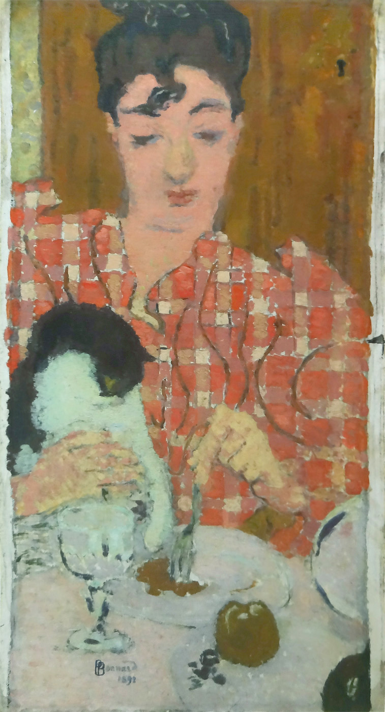 ピエール・ボナールの人物画｜ヴュイヤールの肖像・格子柄のブラウス