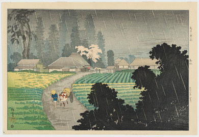 日本八景絵葉書八枚揃い（版画)高橋松亭（弘明)画鉄道院発行出版美術社昭和初期出版 高橋松亭： 都南八景之内 馬込｜トワイライト、新版画―小林清親から