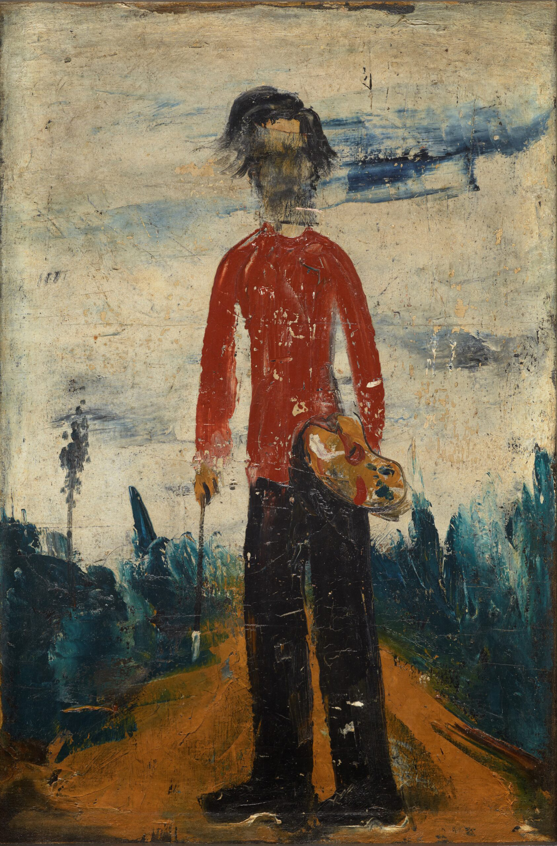 街灯と立木　佐伯祐三　F6 油彩画 街灯と立木 佐伯祐三 F6 油彩画