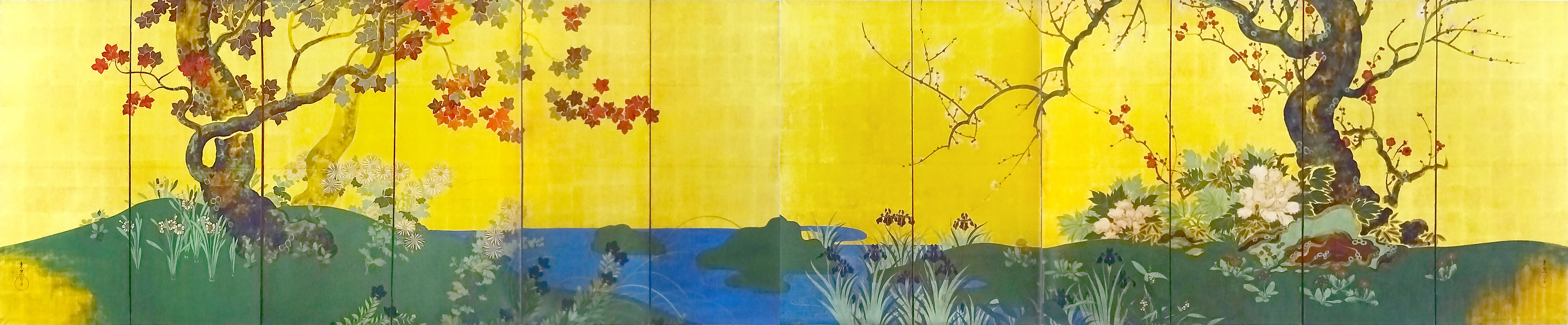 鈴木其一: 四季花木図屏風|江戸琳派の芸術 : クラシック音楽と 鈴木其一: 四季花木図屏風|江戸琳派の芸術 : クラシック音楽と