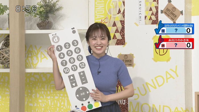 河出奈都美アナのニットおっぱい