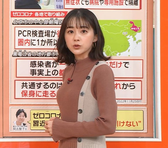 若林有子アナの横乳