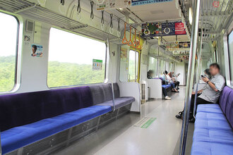 電車に乗ってる鞭打ちの人