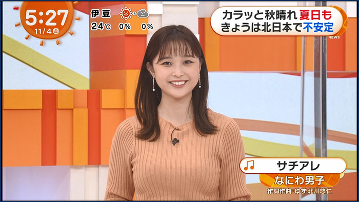 渡邊渚アナのニットおっぱい1