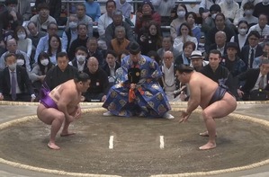 【画像】NHK大相撲にとんでもない巨乳が映り込む！想像の1.24倍は巨乳！