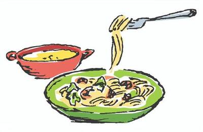スパゲッティーと女性 