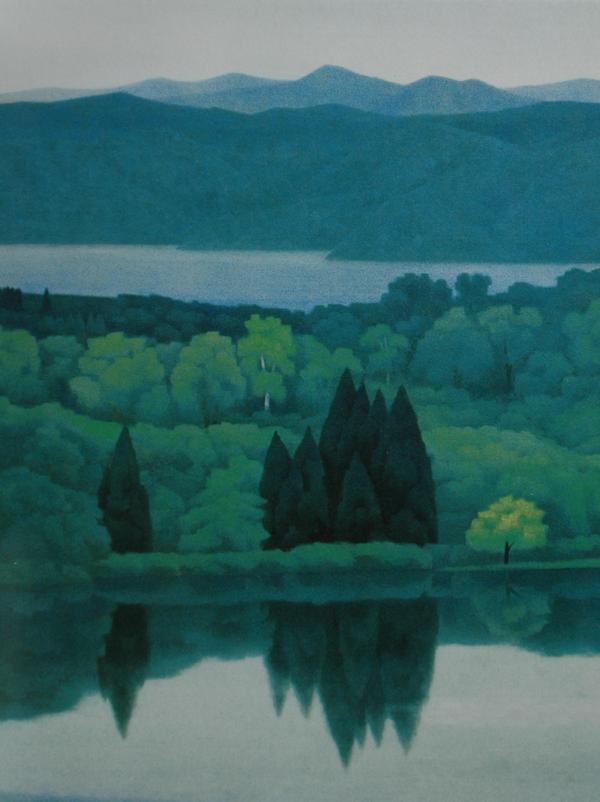 【作品名 「桔梗」 岩絵の具 日本画 】東山魁夷の流派 作品名 「桔梗」 岩絵の具 日本画 】東山魁夷の流派