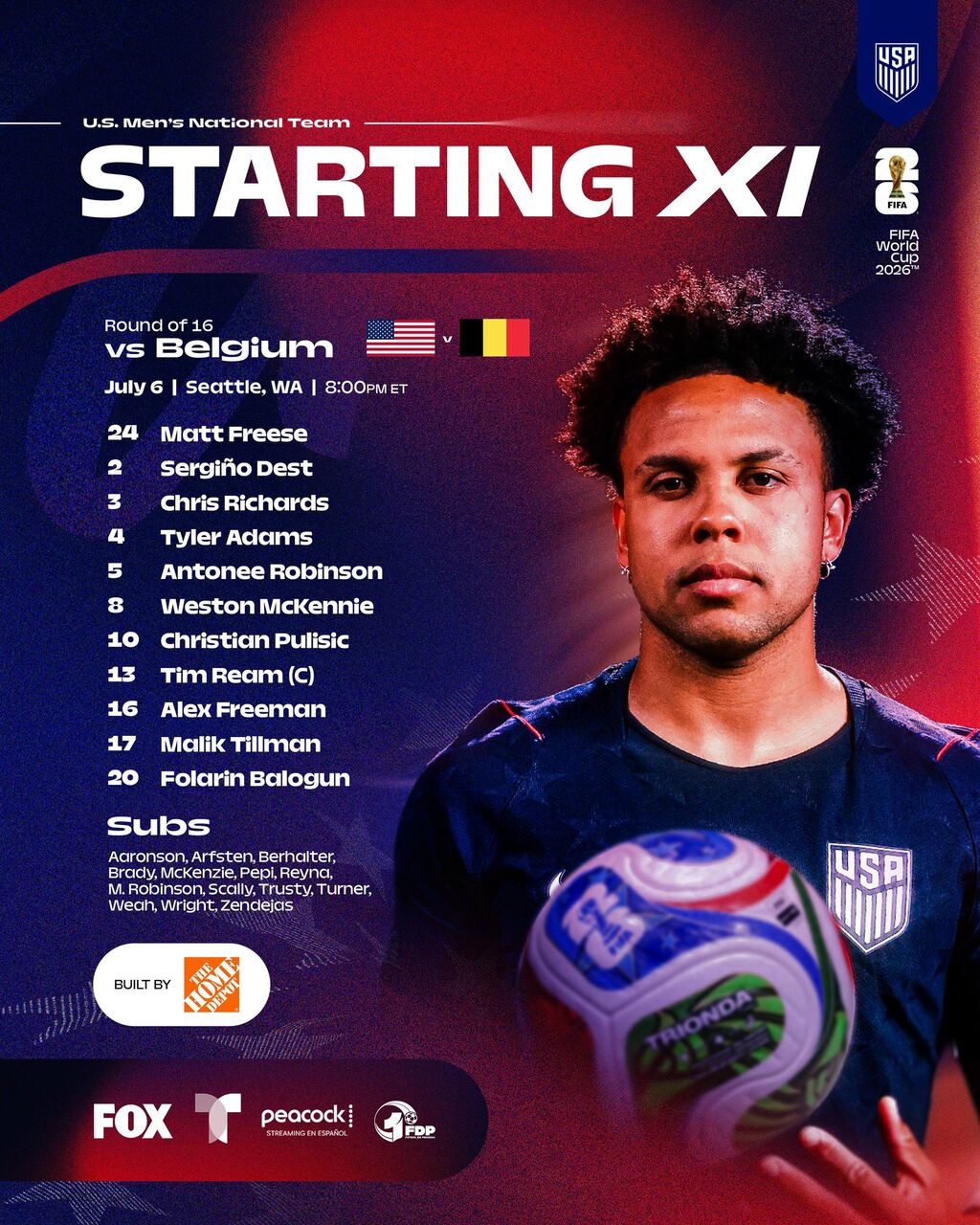 【W杯】9時開始～スタメン発表！ 騒動渦中の米国FWバログンがベルギー戦に先発 トランプ大統領 介入で出場停止処分保留 ★2