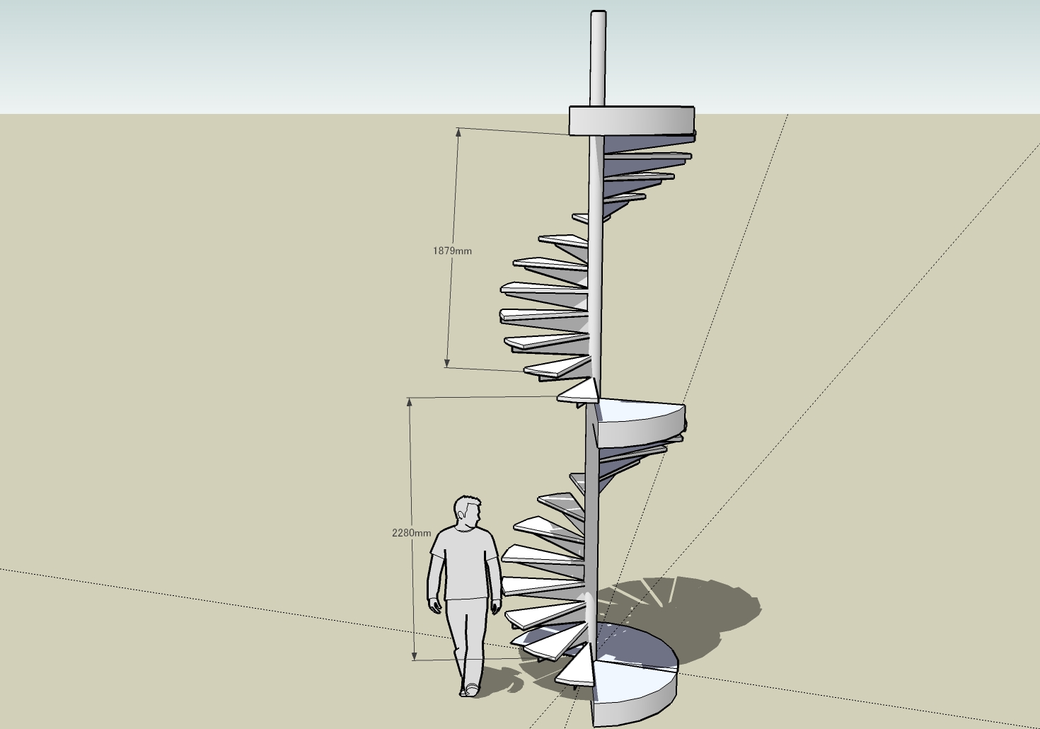 階段 寸法 螺旋 3階建狭小住宅に適するアルミのらせん階段 [内装建材]