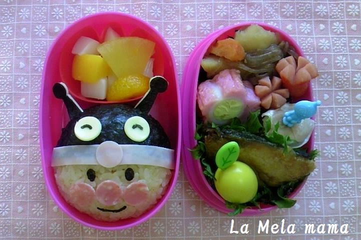 キャラ弁 ばいきんまんを被ったアンパンマン La Mela Mamaのお弁当日記