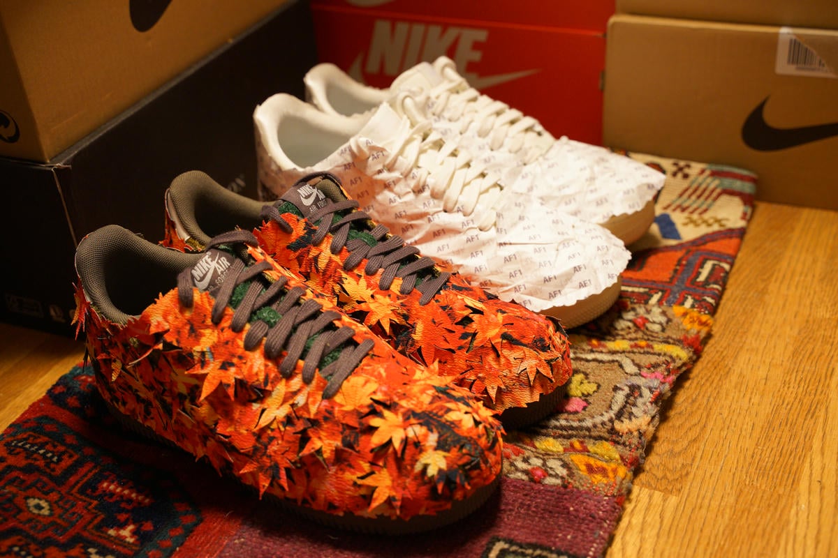 似たような仕様のNIKE AF1 07 LV8 MYLと一緒に撮る