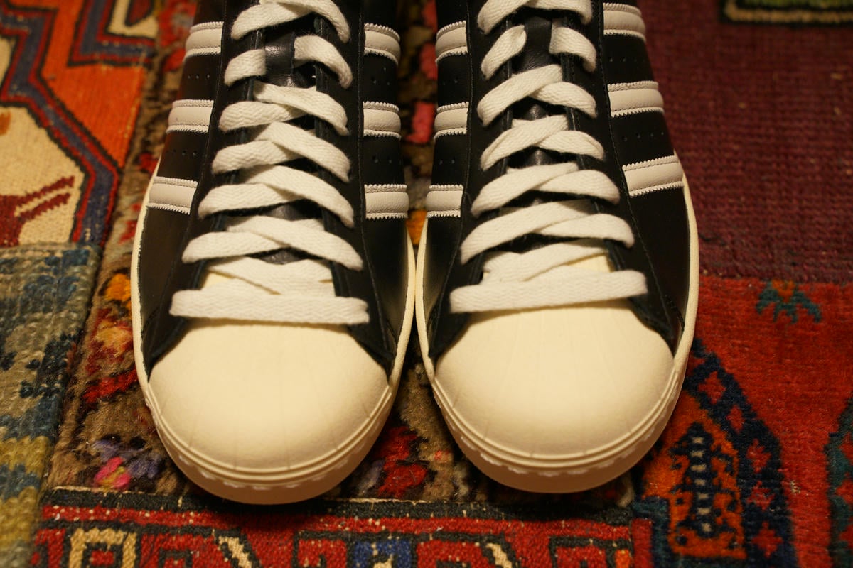 SUPERSTAR VINTAGE JQ3255 シェルトゥ周りのディテール説明。