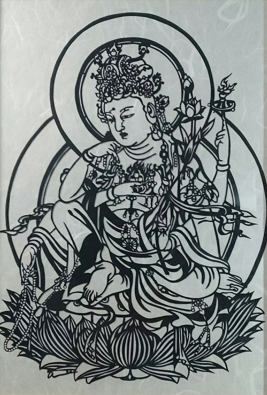 切り絵作品40 如意輪観音菩薩 : 安部則明 切り絵館