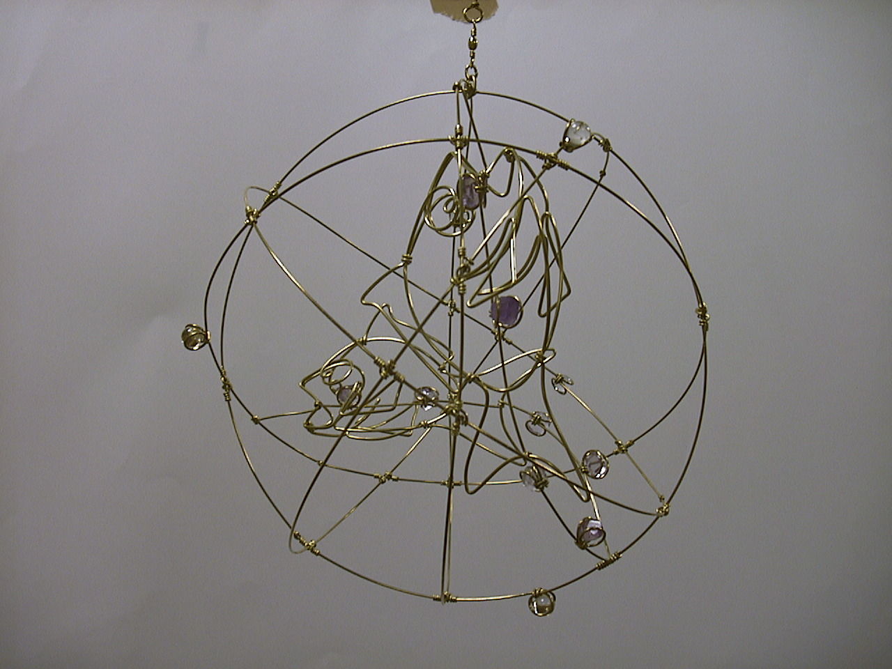 針金細工 動くオブジェ モビール 12星座（みずがめ座 うお座） : 針金