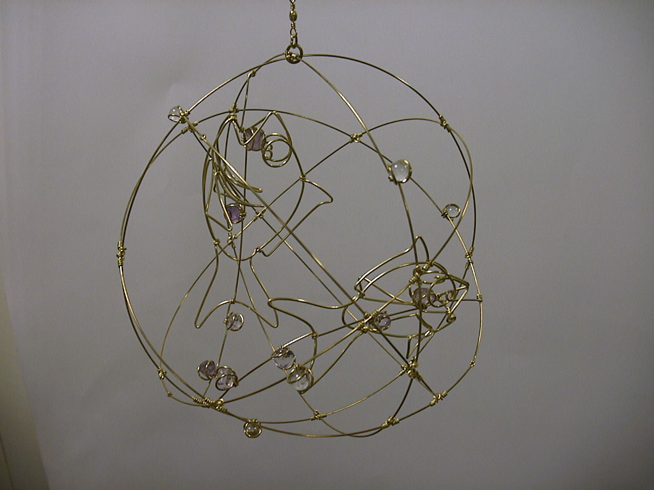 針金細工 動くオブジェ モビール 12星座（みずがめ座 うお座） : 針金