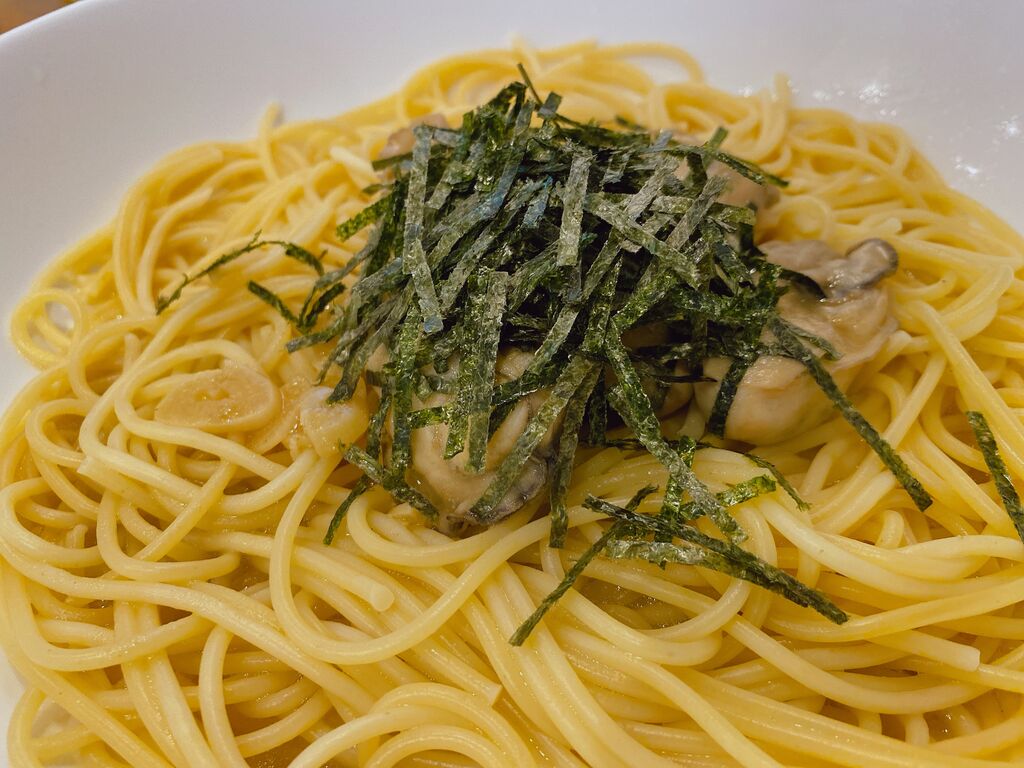 東京 四谷 スパゲティながいの絶品 カキとガリーックのスパゲティ 揚げ物放浪記 油の大将