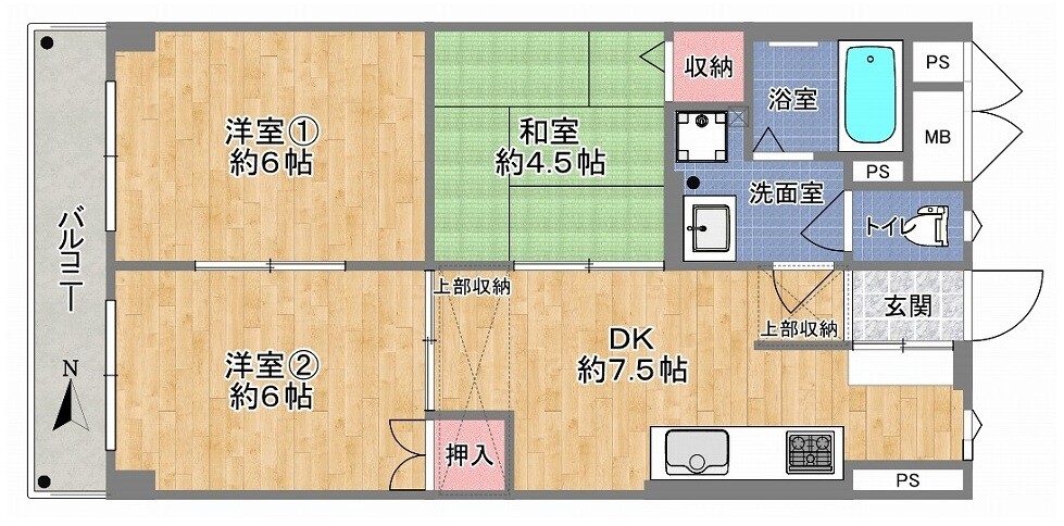 平野コーポ6F間取