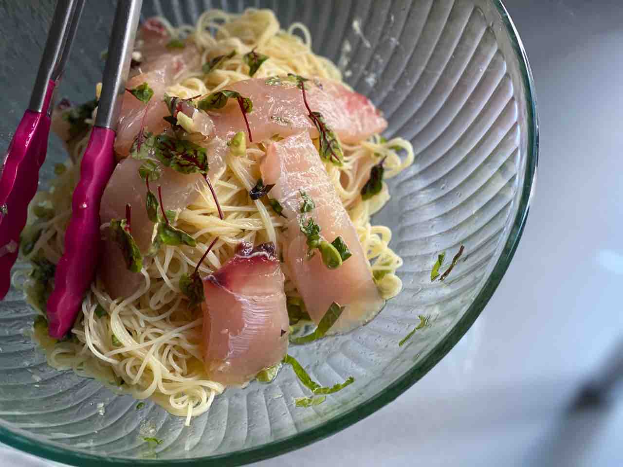 紫蘇たっぷりの おさしみ冷製パスタ ごはん日記 ハワイネコ ブログ