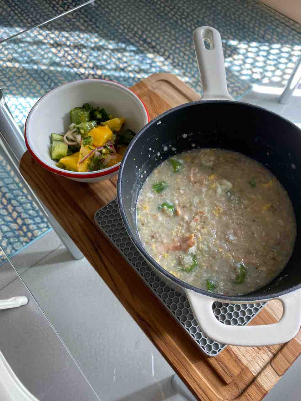 ご飯日記 オートミール粥 紫芋とタコ Costcoで調達したディナー ハワイネコ ブログ