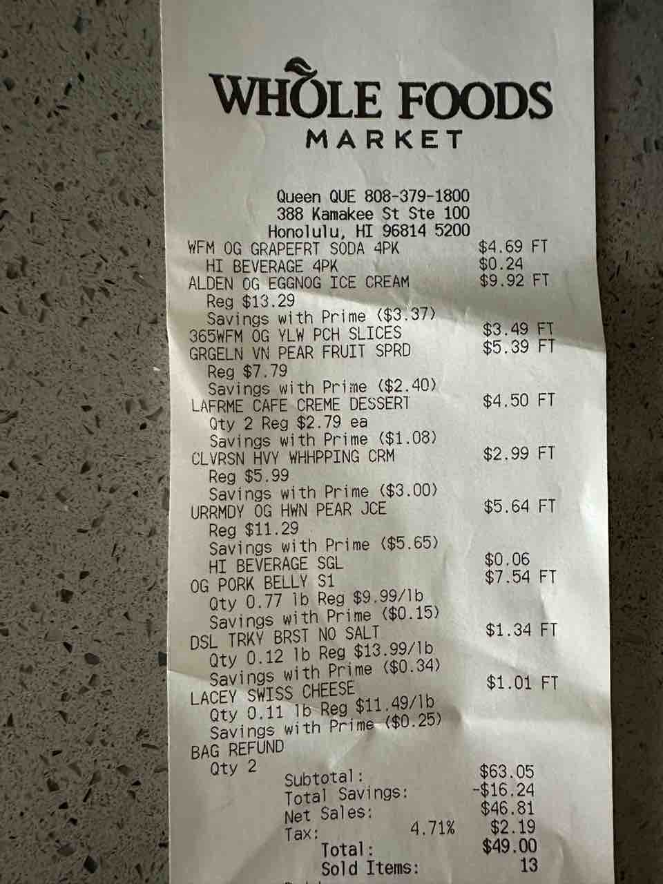 夫とホールフーズ】オヤツばかりで50ドル…！？（ワードのレシートは