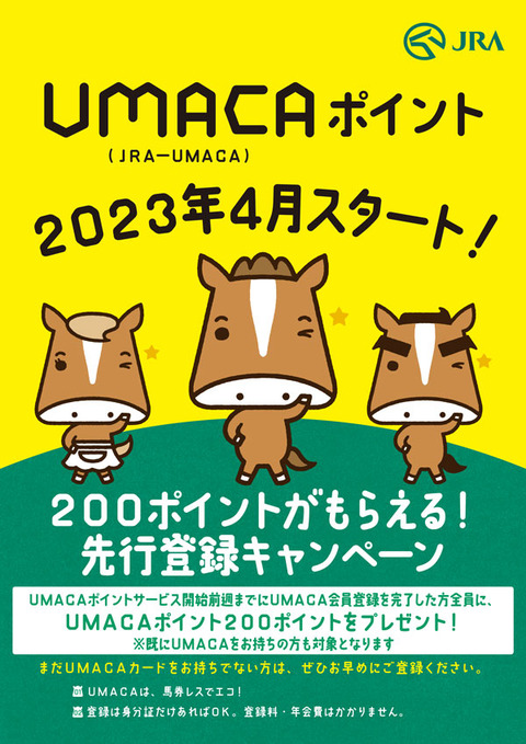 【PATにつけろよ】JRA　UMACA投票の0.5%ポイントサービス導入