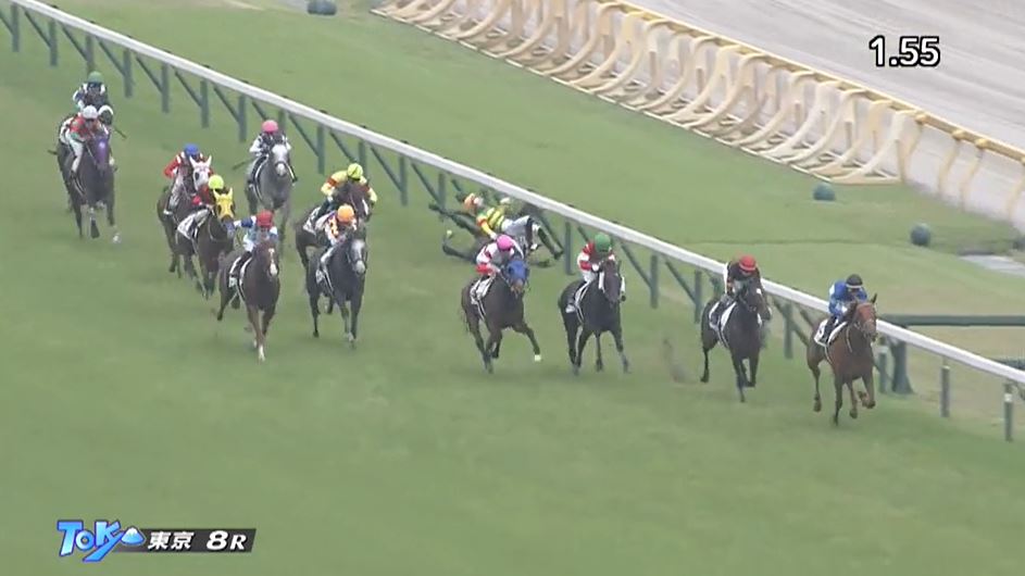 木幡家の3男 木幡育也騎手 落馬して内ラチ激凸 しばらく動けず 週末は落ち武者