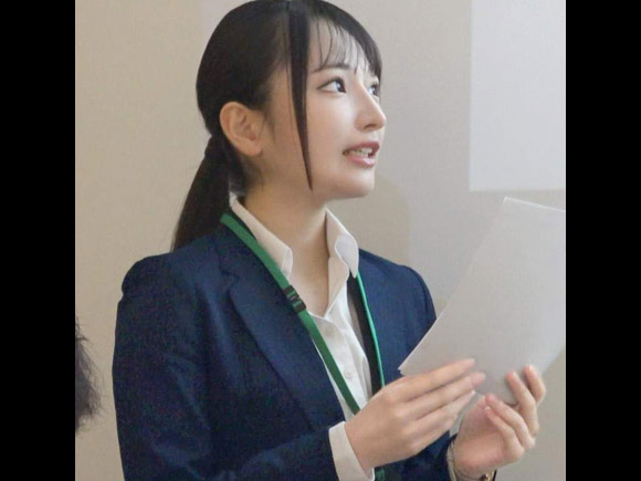 経験人数２人だけ…初々しい新卒社員を口説いてホテルへ。パンストを破って尻を揉みクンニ…着たまま挿入
