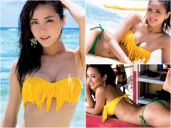 最後の画像ではビールのキャンペーンガール風のグラビアにも挑戦!