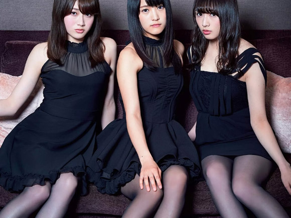 【欅坂46】モデル系メンバー3人が黒ストッキングの美脚グラビア。