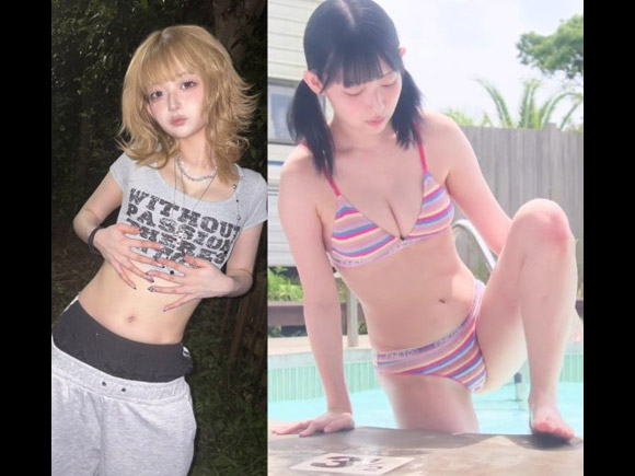 ギャルタレントなのに黒髪ツインテール姿が可愛い