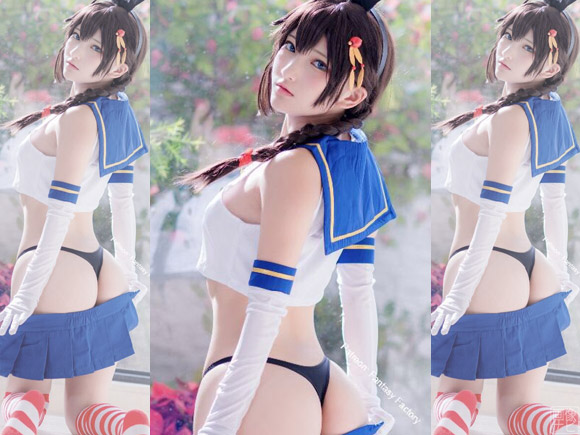 めちゃくちゃ美尻のコスプレイヤーさんの島風コス