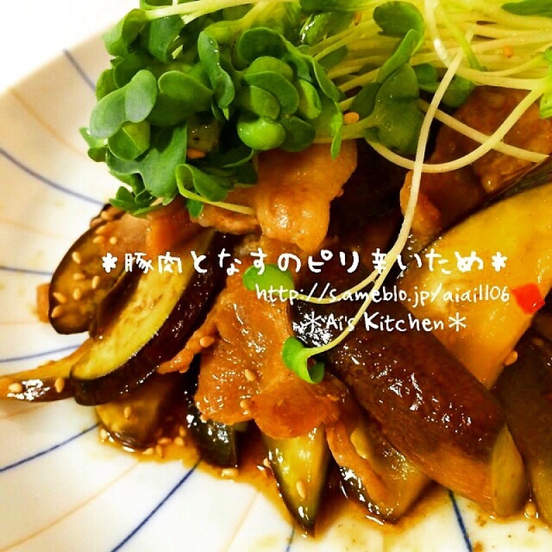 男子が喜ぶ定食系♡安定の豚肉となすのピリ辛炒め♡