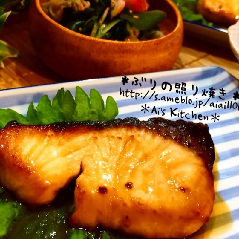 母の味!皮までパリっと美味しい♡ぶりの照り焼き♡