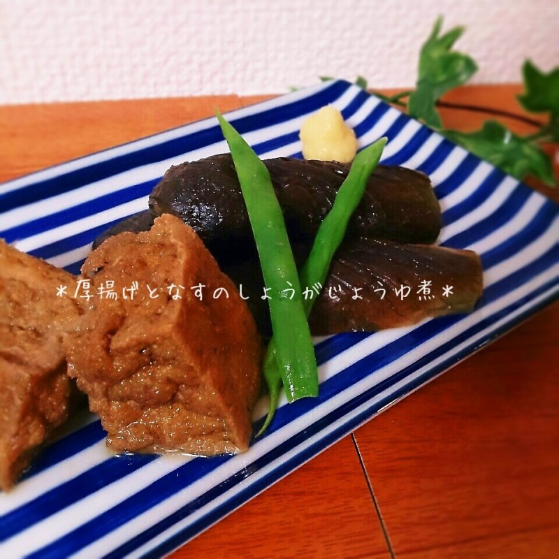 簡単!厚揚げとなすのしょうがじょうゆ煮♪