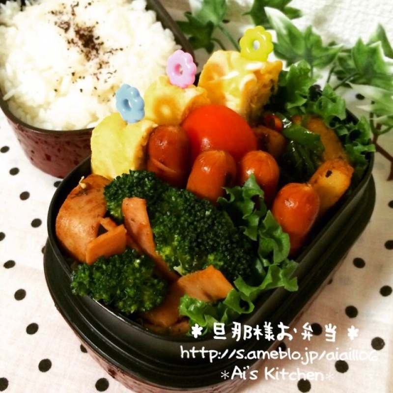 頭痛の朝でも簡単なもので旦那様お弁当♡