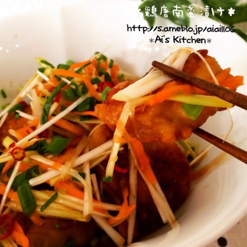 ご飯がすすむぅ♡鶏唐揚げで南蛮漬け♡