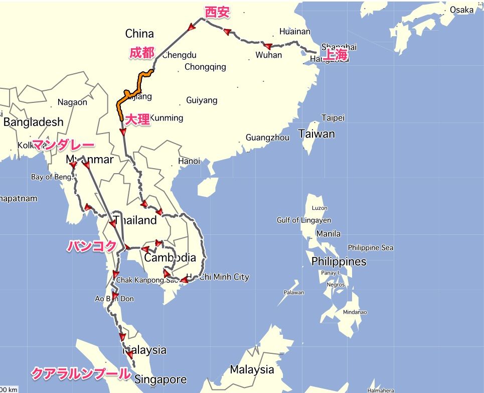 振り返り3 標高の変化からみる 中国 東南アジア編 一寸 自転車の旅 Anyway Bicycle Trips
