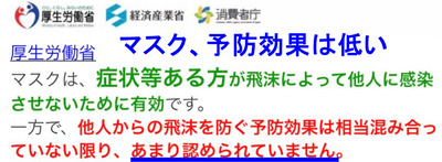 マスク効果低い 厚労省1