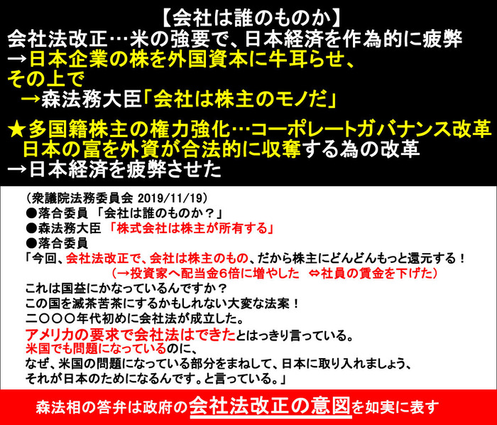 コーポレートガバナンス改革3 会社は株主のモノ 森法相