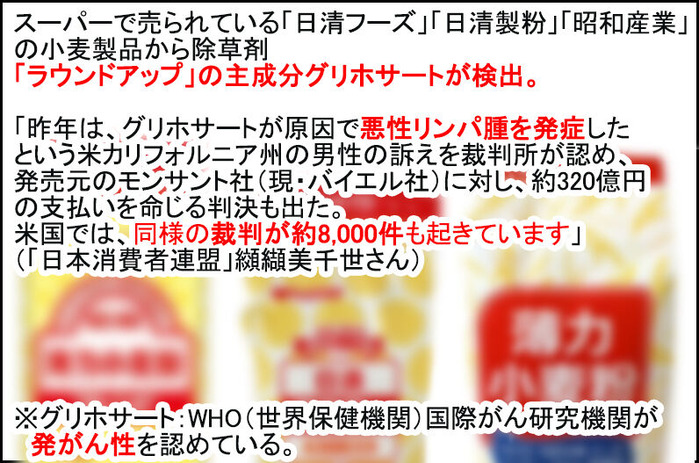 小麦粉からグリホサートが検出