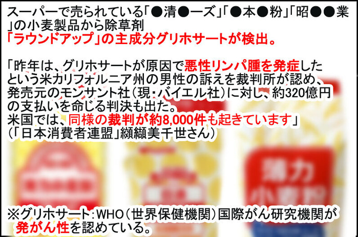 小麦粉からグリホサートが検出