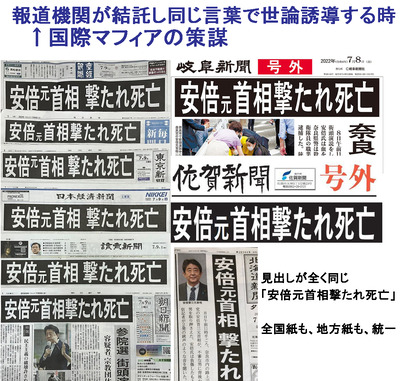 報道機関が結託し同じ口調で世論誘導←国際マフィアの策謀1