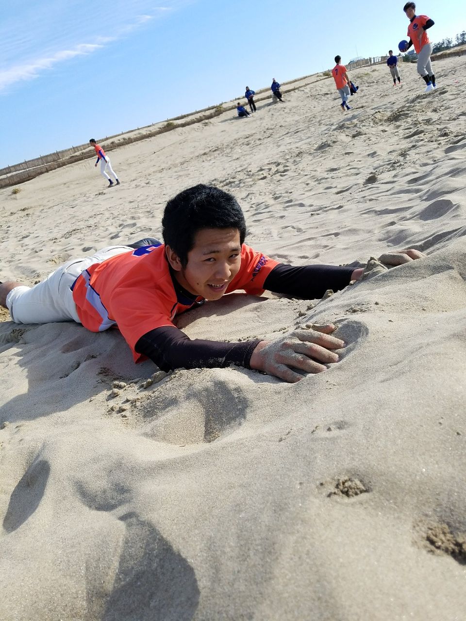 海 再び 芦屋海岸 砂浜トレーニング 折尾愛真短期大学 硬式野球部ブログ 2年間の挑戦