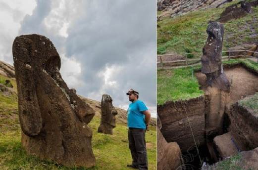 ヴァルハラ モアイ像の下を掘ったら悪魔の文字が 宇宙人 画像 彡