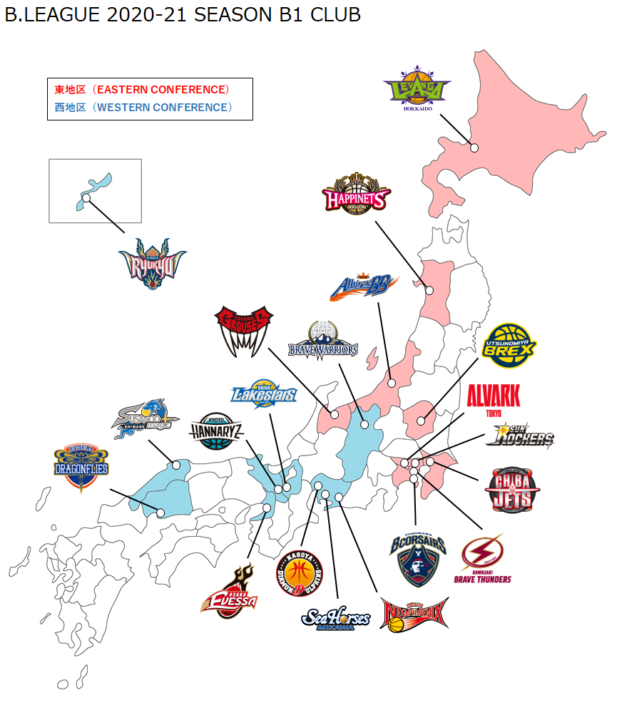 Bリーグのいろは 日本地図にbリーグチームのロゴを入れてみた 21シーズン版 新 メッタのバスケとゲームと日常と
